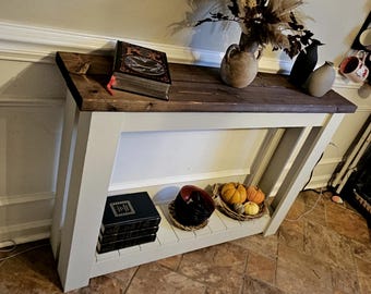 American-Made Handmade Rustic Wood Sofa Table/Entry Table with Hand-Rubbed Protective Wax Finish