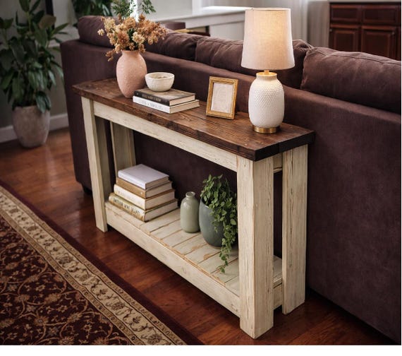 American-Made Handmade Rustic Wood Sofa Table/Entry Table with Hand-Rubbed Protective Wax Finish