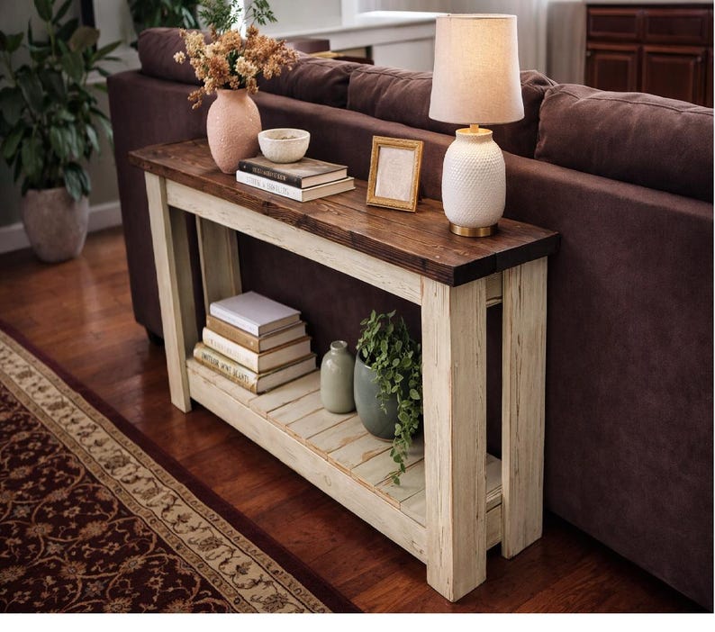 American-Made Handmade Rustic Wood Sofa Table/Entry Table with Hand-Rubbed Protective Wax Finish image 1