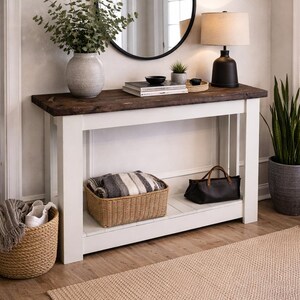 American-Made Handmade Rustic Wood Sofa Table/Entry Table with Hand-Rubbed Protective Wax Finish image 5