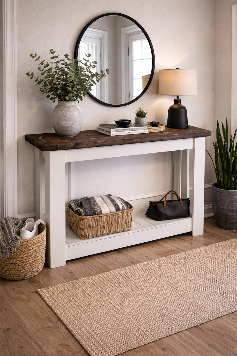 American-Made Handmade Rustic Wood Sofa Table/Entry Table with Hand-Rubbed Protective Wax Finish image 5