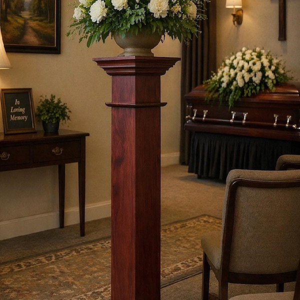 American-Made Decorative Wood/Wooden Column for Home Decor Pedestal/Stand for Vases, Statues, Plants, etc (Mahogany).