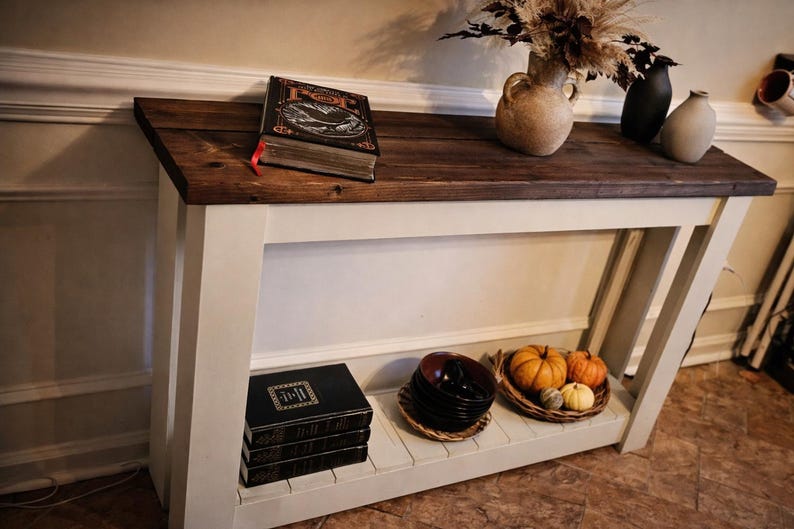 American-Made Handmade Rustic Wood Sofa Table/Entry Table with Hand-Rubbed Protective Wax Finish image 6