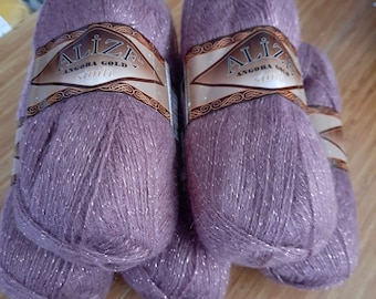 Alize Angora Gold Simli Yarn: Metallic Wool Blend (5x100 gr)