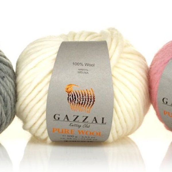 Gazzal Pure Wool yarn, Chunky Wool Yarn, Bulky Wool Yarn, Blanket Yarn, Shawl Yarn, Sock Yarn