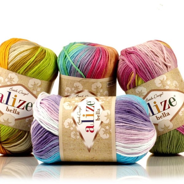 Alize Bella Batik %100 Cotton Yarn, Knitting Yarn, Crochet Yarn, Cotton Yarn, Multicolor Yarn, Soft Yarn, Cotton Yarn, Turkish Yarn