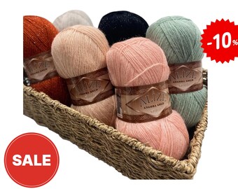 Alize Angora Gold Simli Yarn, Wool Acrylic Blend, Knitting Crochet