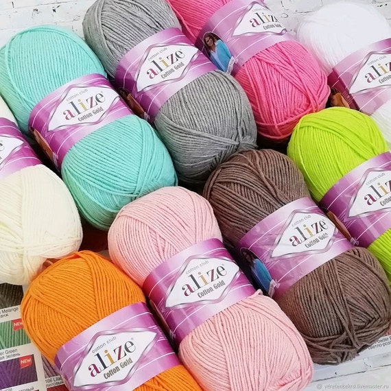 Amigurumi Yarn Alize Cotton Gold, Soft Crochet Yarn for Dolls, Cotton Blend Knitting Yarn, Sport Weight, 55 Cotton 45 Acrylic, High Qualit