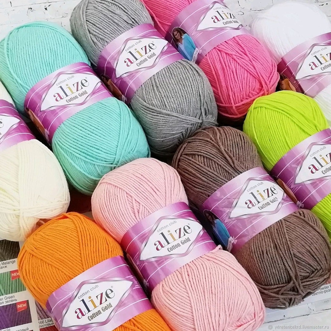 Alize Cotton Gold Yarn - 55% Cotton, 45% Acrylic, 4 Skeins (1444 Yards) For Crochet & Knitting Projects