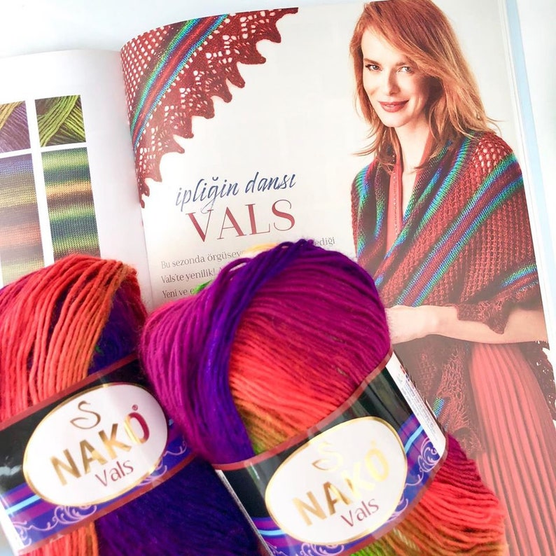 Nako Vals Acrylic Yarn Crochet Yarn Knitting Yarn Shawl Etsy