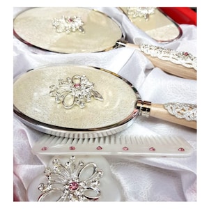 Bürste und Spiegel Set, Spiegel und Kamm Set, Verlobungsgeschenke für sie, Abschlussgeschenke für sie, personalisiertes Geschenk für sie