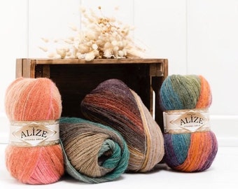 Alize Angora Gold Batik Yarn: Multicolour Wool Acrylic Blend