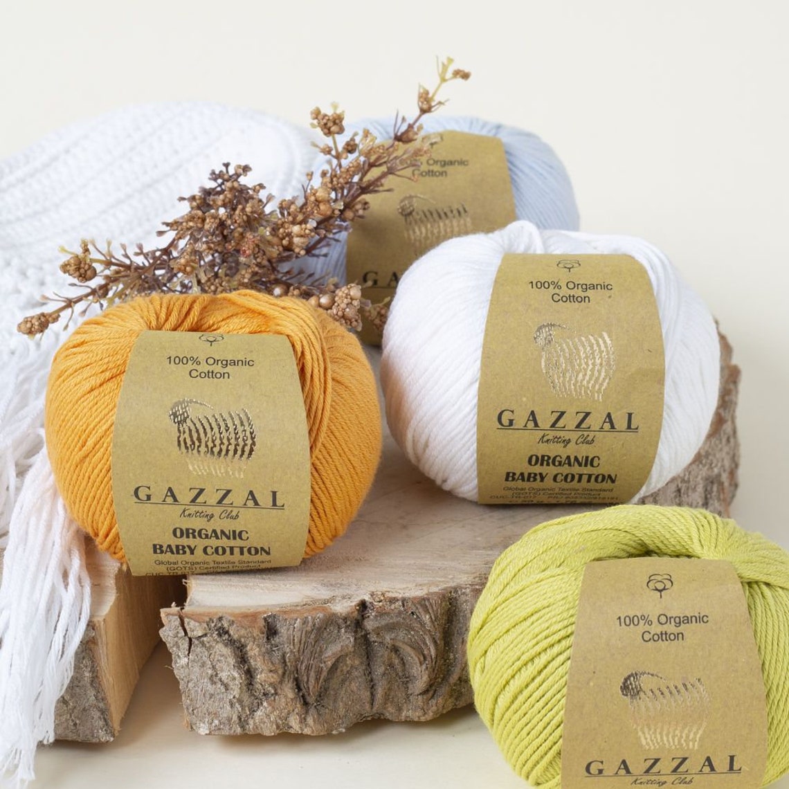 Gazzal Organic Baby Cotton Knitting Yarn Crochet Yarnbaby Etsy