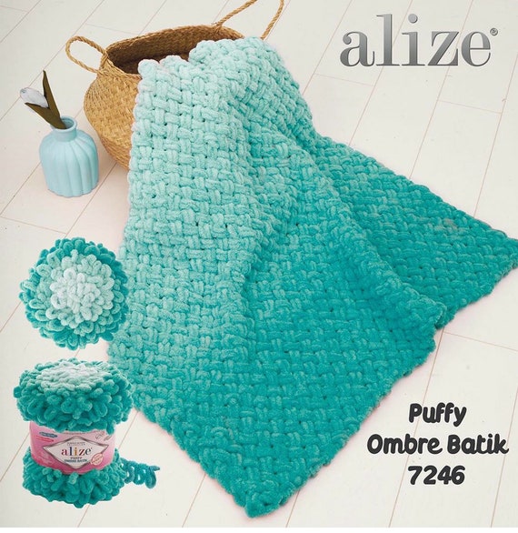 Alize PUFFY OMBRE BATIK Yarn 600gr Yarn, Gradient Rainbow Yarn, Easy Finger  Knitting Yarn No Hook No Neddle 