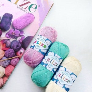 Alize Miss , Crochet yarn , Alize Yarn, Cotton Mercerized Yarn, 100%Cotton Mercerized thread