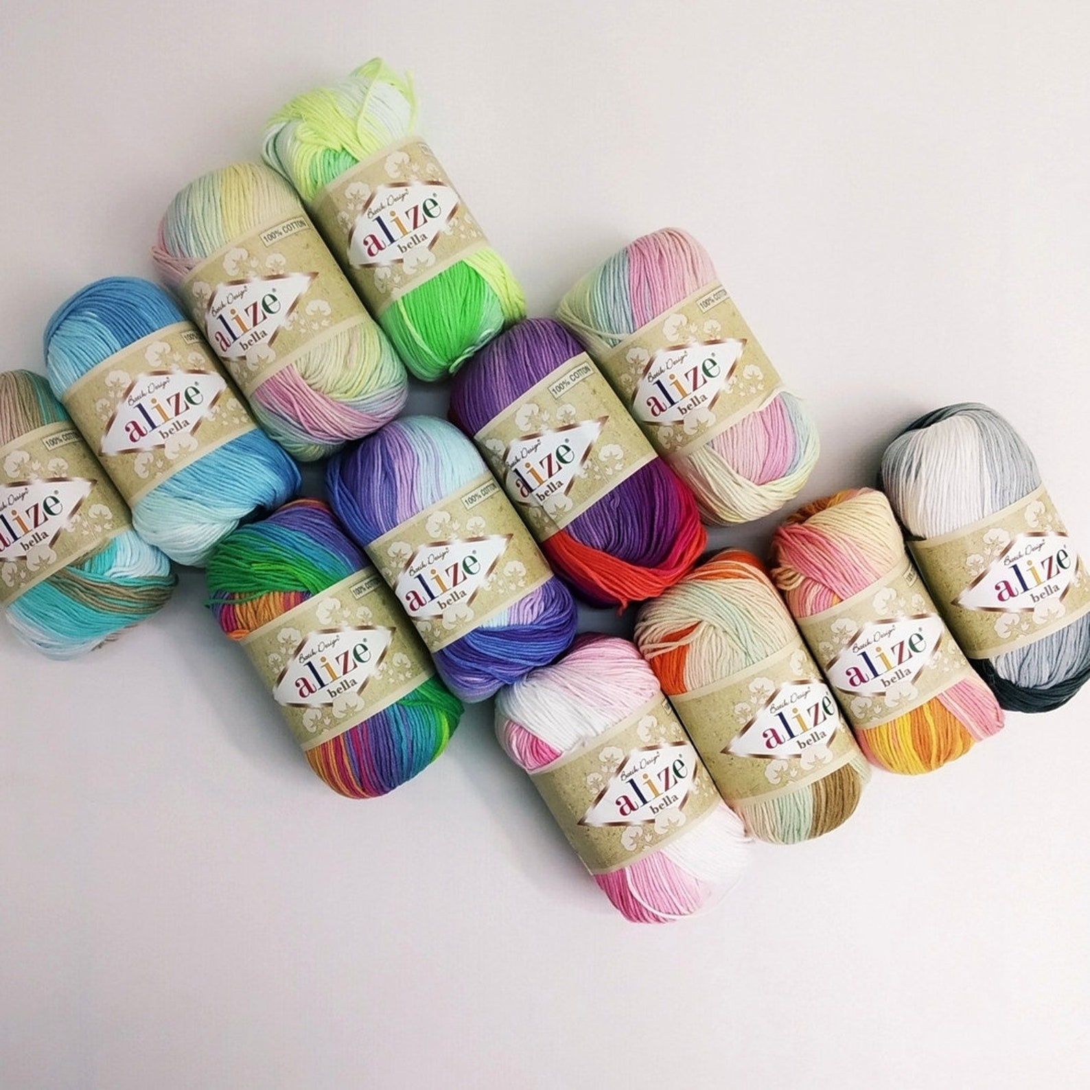 Alize Bella Batik Cotton Yarn, Multicolor Crochet Knitting Yarn - Etsy