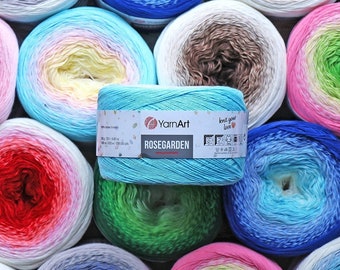 YarnArt Rosegarden %100 Cotton 250g , Rainbow Yarn Cotton Lace Soft Yarn Gradient Yarn Crochet Knitting