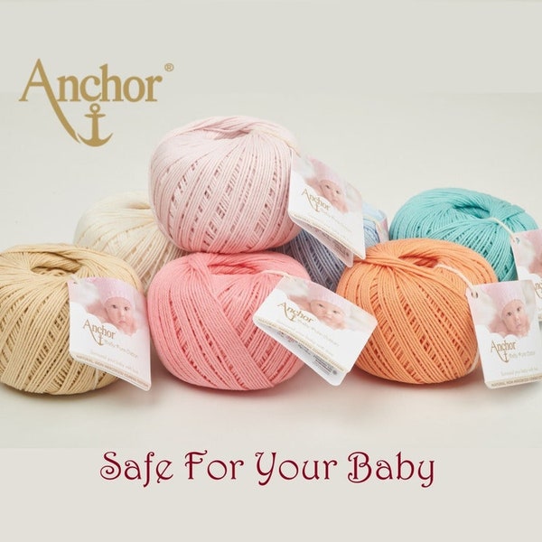 Anchor Baby Pure Cotton Yarn for Babies, Organic GOTS Certified Baby Yarn 100% Cotton, Hypoallergenic Baby Yarn for Crochet and Knitting