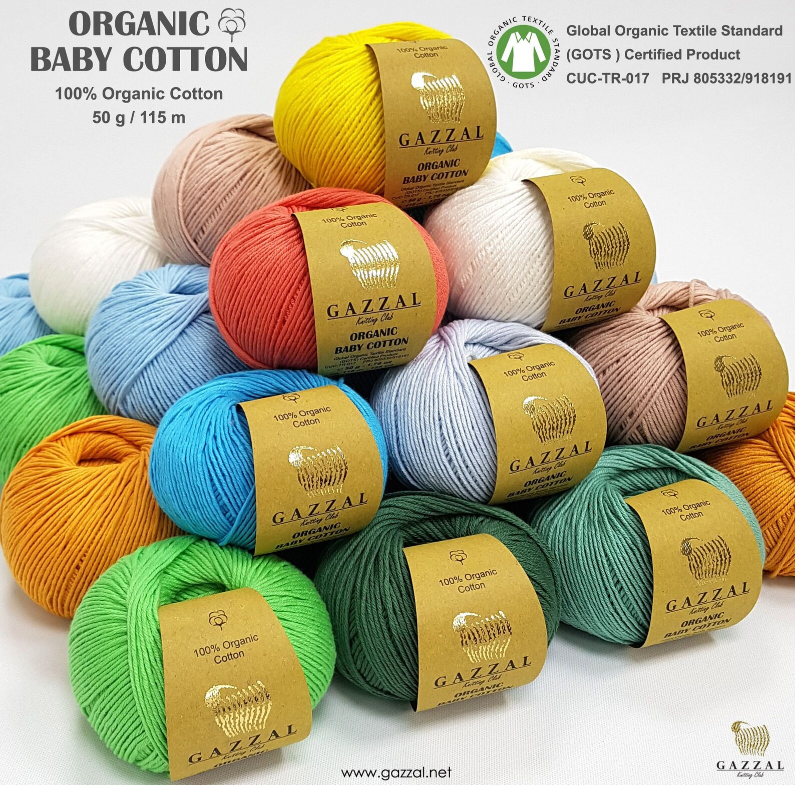 Gazzal Organic Baby Cotton Knitting Yarn Crochet Yarnbaby Etsy