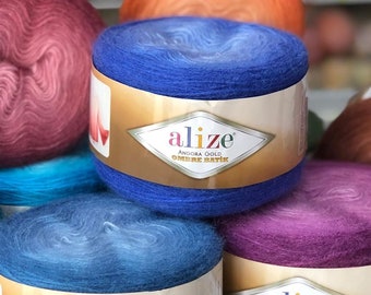 Alize Angora Gold Ombre Batik Yarn: Wool Acrylic Blend