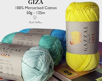 Gazzal GIZA Mercerized Cotton Yarn for Amigurumi, 100 Percent Cotton Yarn