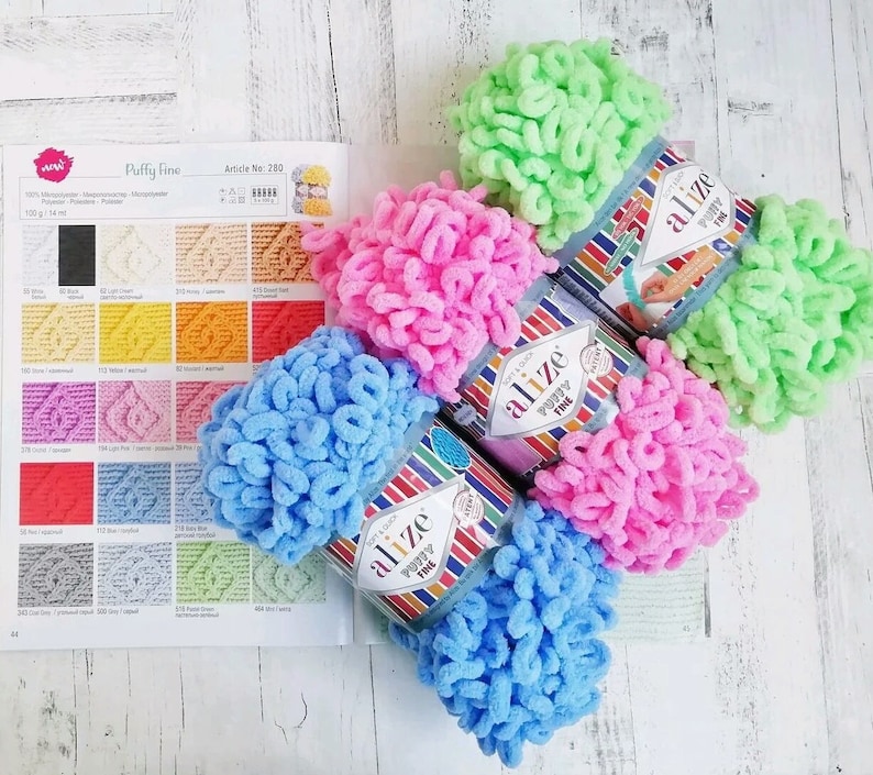 Alize Puffy Fine baby Yarn Blanket Yarn Velvet Yarn No Hook Etsy