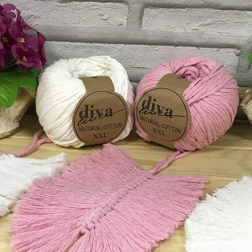 Diva Natural Cotton XXL crochet Yarn Macrame Yarn Baby Etsy