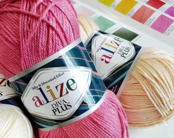 Fil Alizé Diva Plus, fil à tricoter, fil au crochet, fil doux, fil acrylique, fil d’été, fil microfibre, fil de dentelle