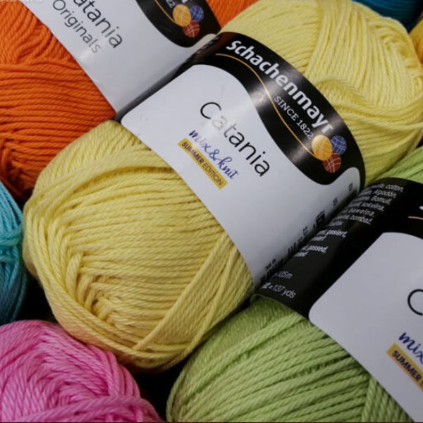 Catania, colors 100-385 Mercerized Cotton Yarn for Amigurumi, 100 Percent Cotton Yarn, Colors 100-385