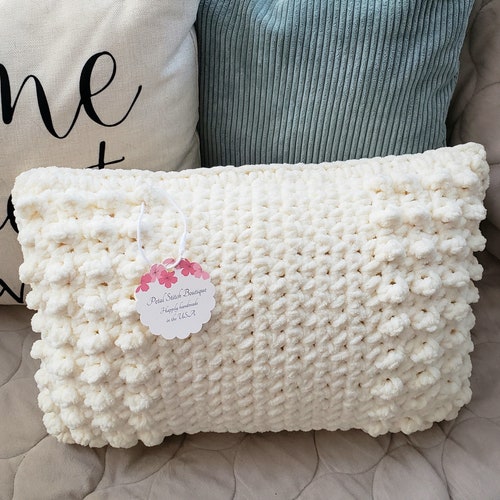 Modern Crochet Pillow Crocheted Throw Pillow Small Geometric Etsy
