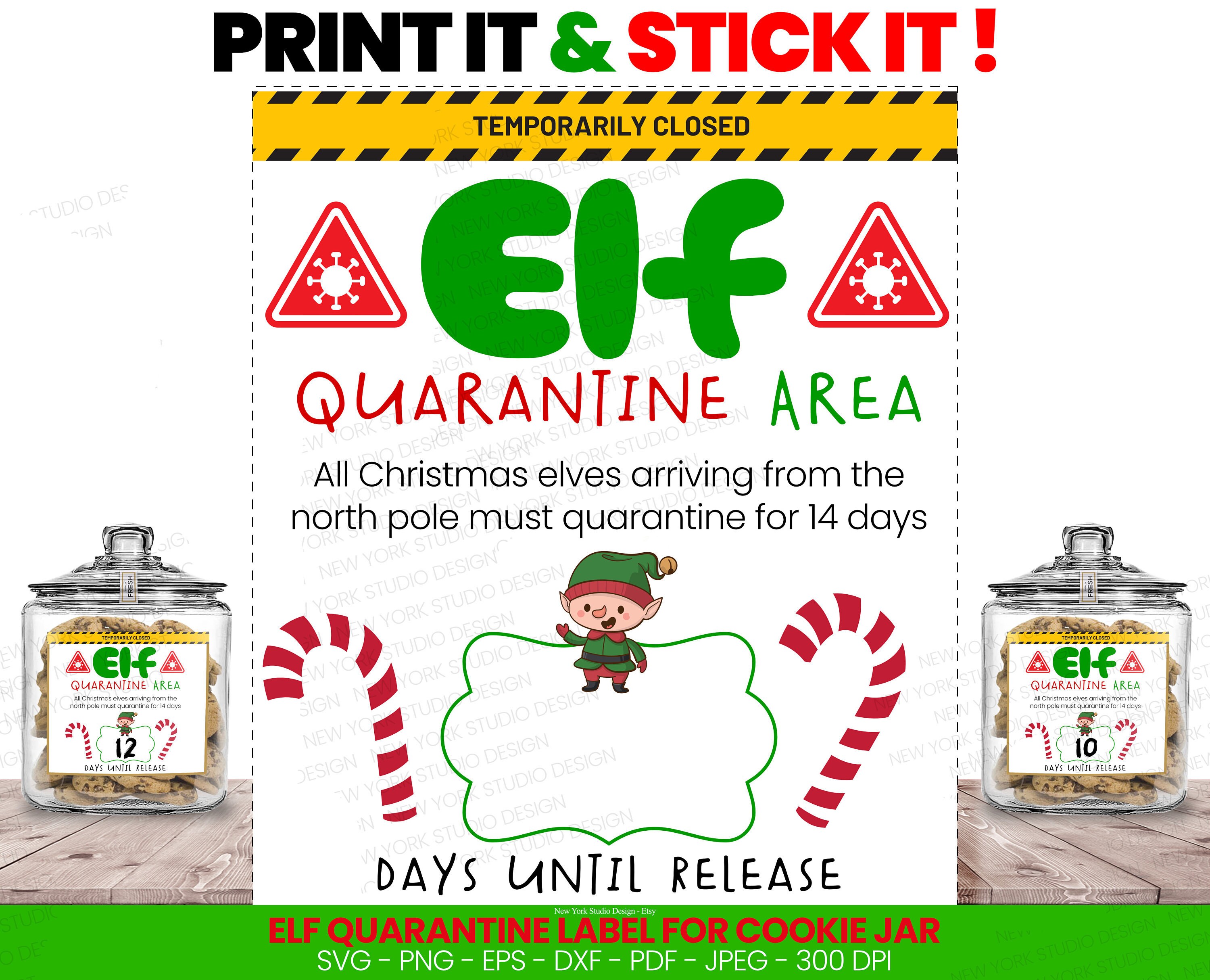 Elf Quarantine Area SVG for Cricut Elf Quarantine Jar SVG Etsy
