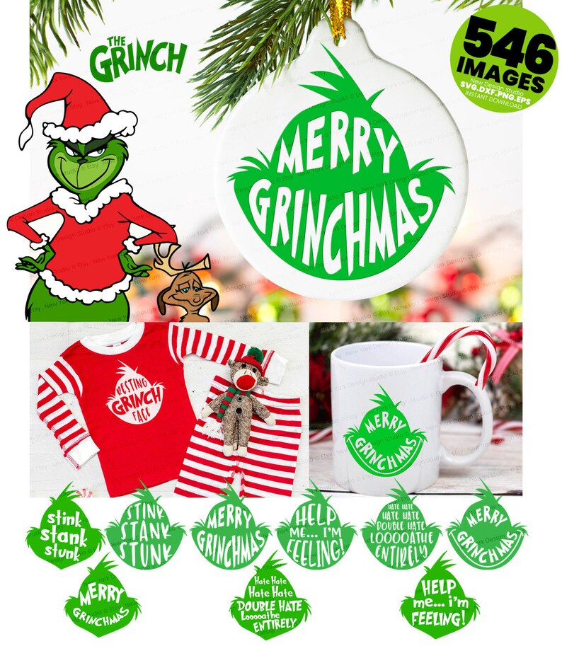 Download Christmas svg bundle grinch svg grinch face svg grinch | Etsy