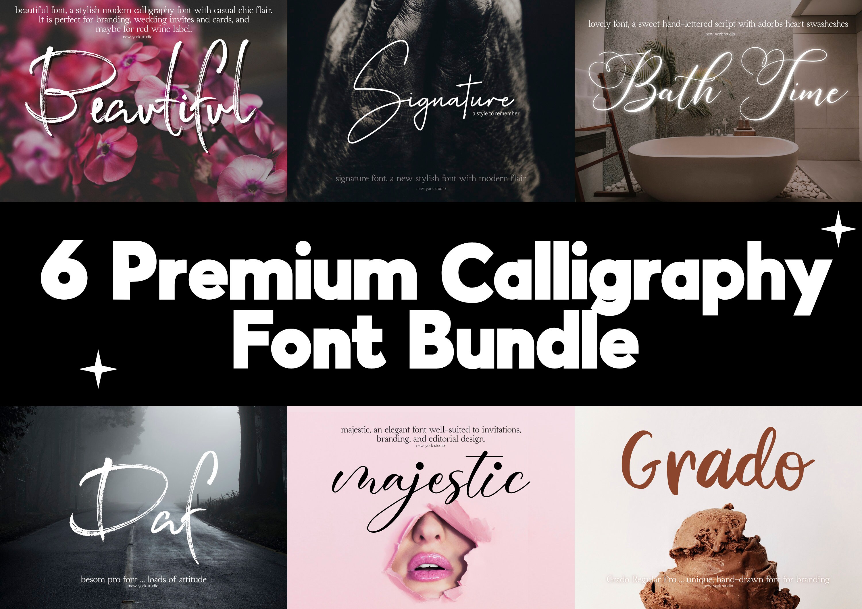 Buy 6 Premium Font Bundle Pack Digital Font Cricut Font Calligraphy ...