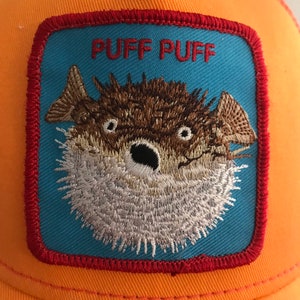 Puff Puffer Fish Orange Trucker Cap 