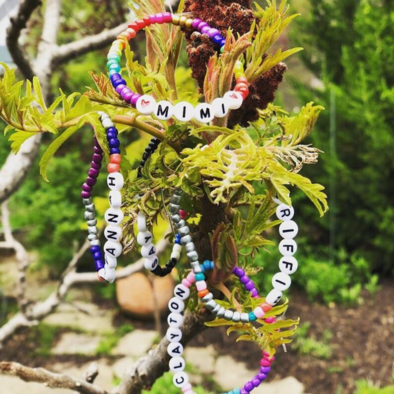 Personalized Sorority. Customized NameWord Beaded Bracelets Monogram Friendship Bracelet Custom