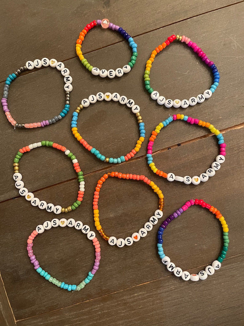 Personalized Sorority. Customized NameWord Beaded Bracelets Monogram Friendship Bracelet Custom