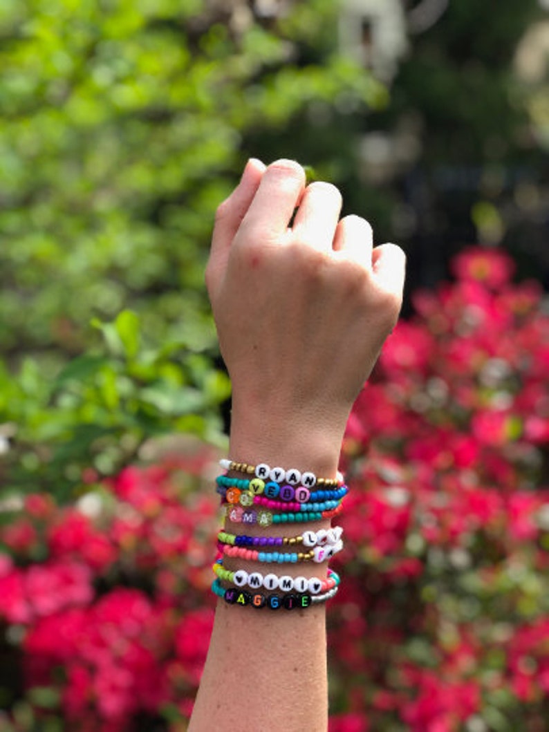 Personalized Sorority. Customized NameWord Beaded Bracelets Monogram Friendship Bracelet Custom