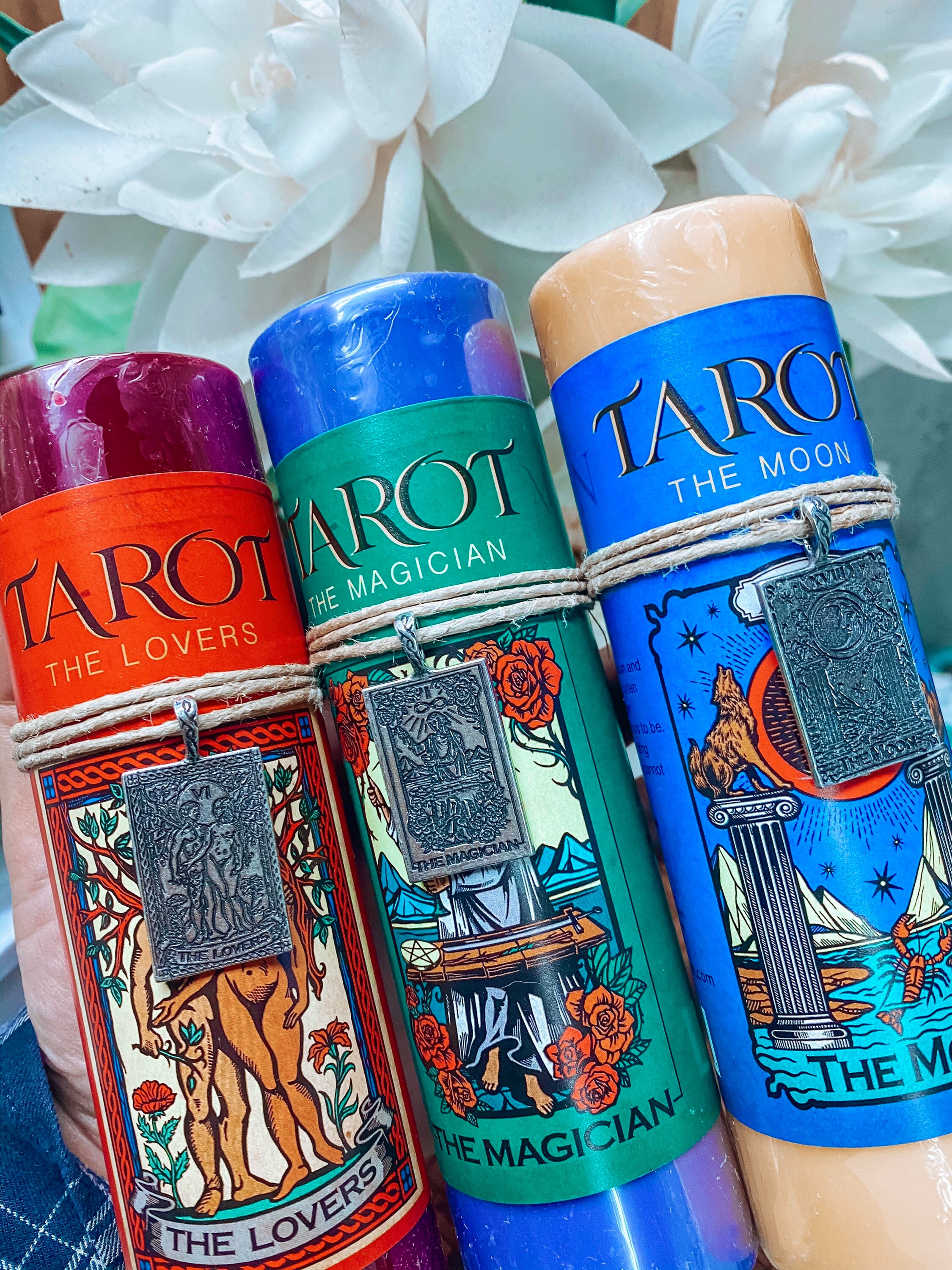 Tarot Candles The Sun The Star The Moon The Lovers Candles Etsy