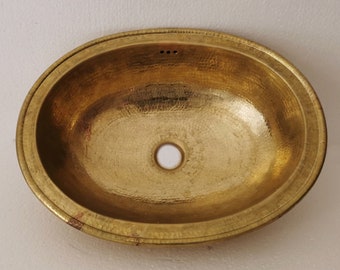 Bathroom Oval Sink - Drop In / Undermount Aged Brass Bathroom Sink - Semi Finish Handmade Mid Century Modern Brass Sink - Custom Made Sink