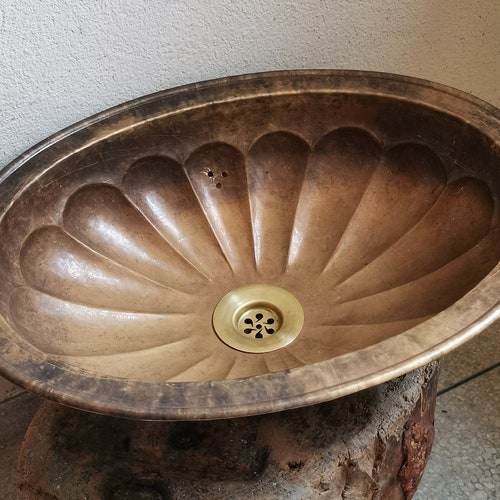 Vintage Copper Oval Undermount Bathroom Sink Handmade - Etsy