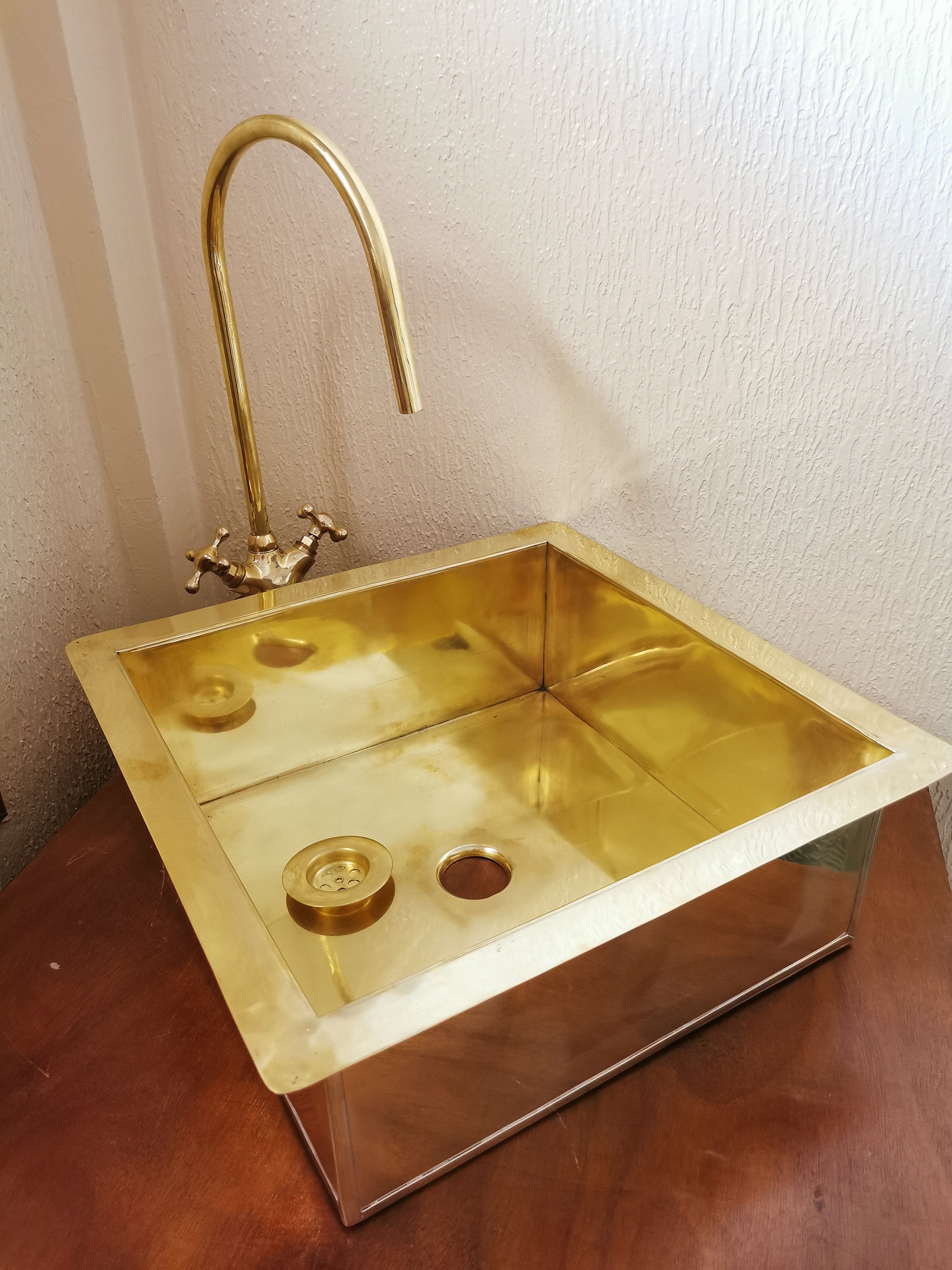 CUSTOMIZABLE Solid Brass Sink Undermount Sink Unlacquered Etsy