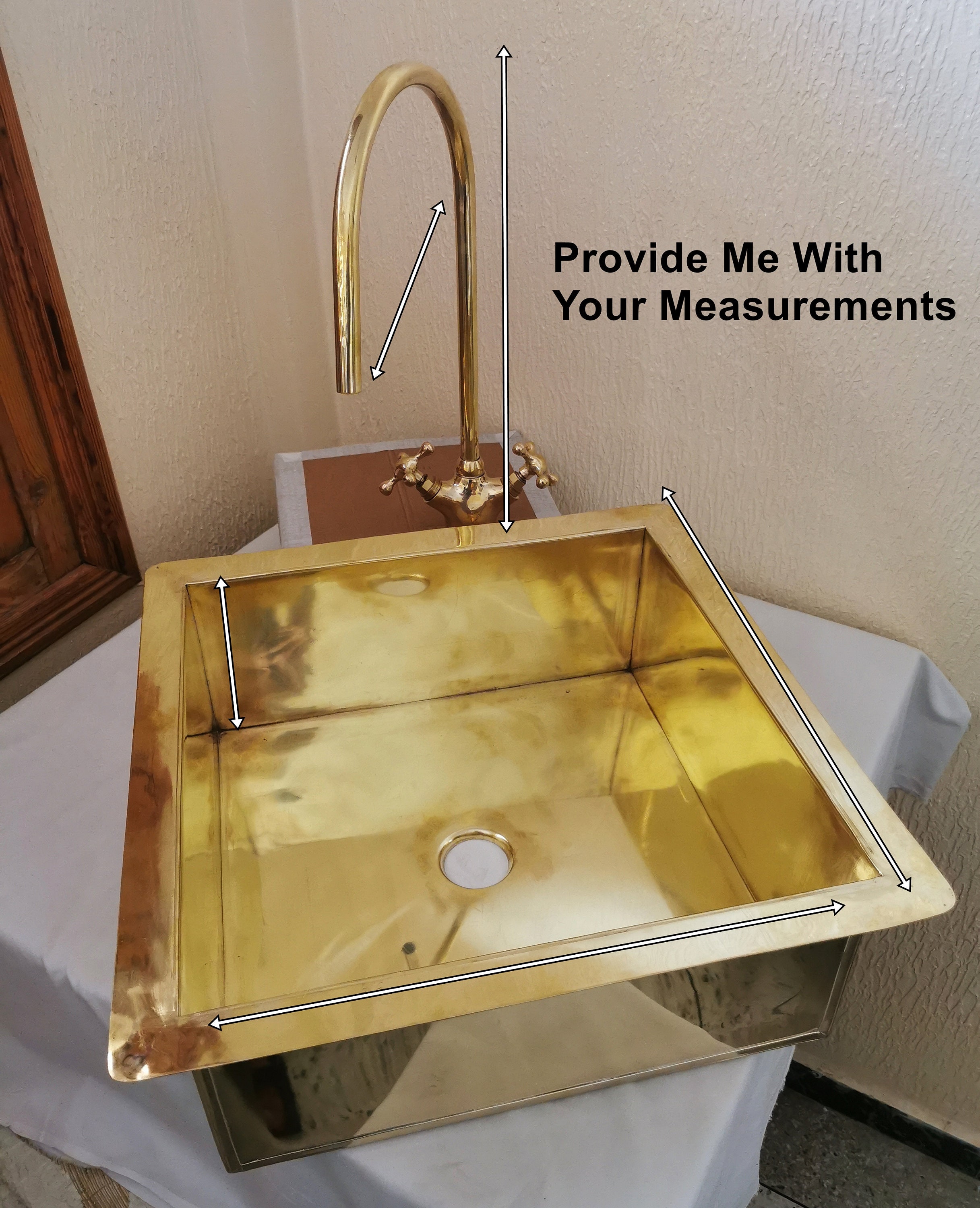CUSTOMIZABLE Solid Brass Sink Undermount Sink Unlacquered Etsy
