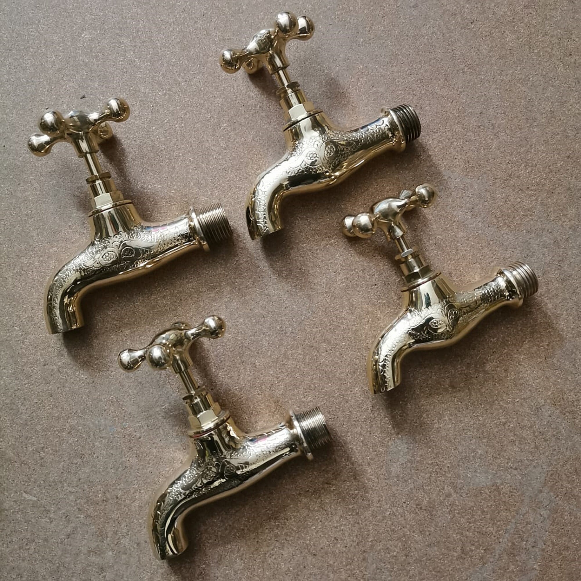 Brass Sink Taps Wall Mounted Fully Refurbished Antique Etsy