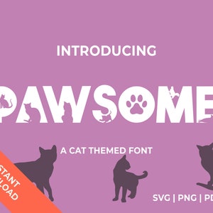 Chat Alphabet SVG + PNG / chaton mignon chiffres & lettres pochoir pour Cricut, Kids Room Decor, cartes postales, tasses, etc. / Téléchargement numérique instantané