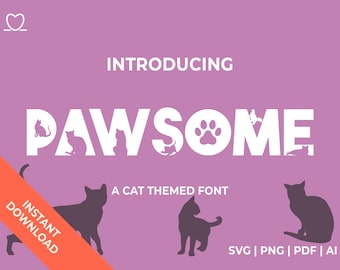 Alfabet kota SVG + PNG / Szablon z uroczymi cyframi i literami dla Cricut, wystrój pokoju dziecięcego, pocztówki, kubki itp. / Natychmiastowe pobranie cyfrowe