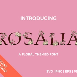 Letras rosas SVG / Alfabeto floral / Flores de acuarela / Para Cricut & Craft Machine / Descarga de archivos digitales