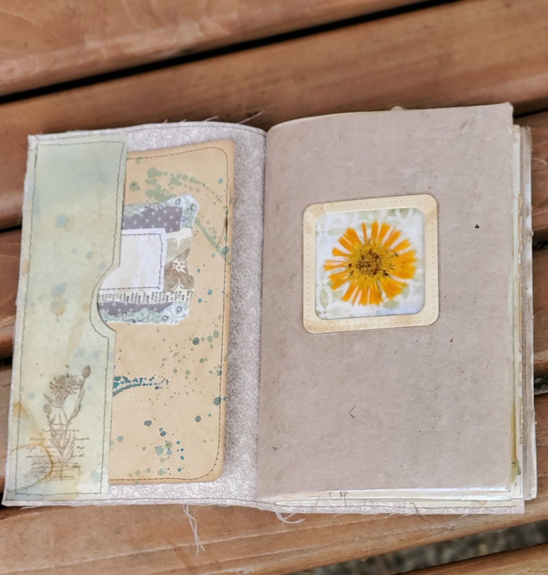 Botanical Themed Junk Journal Decoupaged Fabric Cover With Tea Etsy