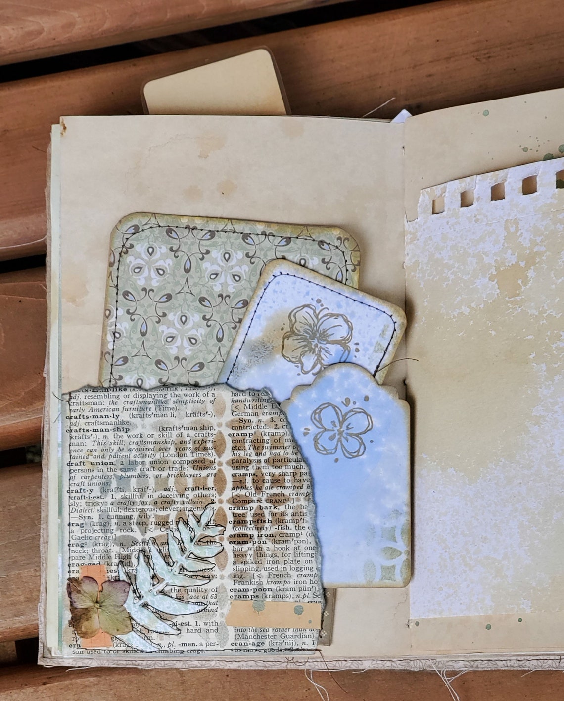 Botanical Themed Junk Journal Decoupaged Fabric Cover with Tea Etsy