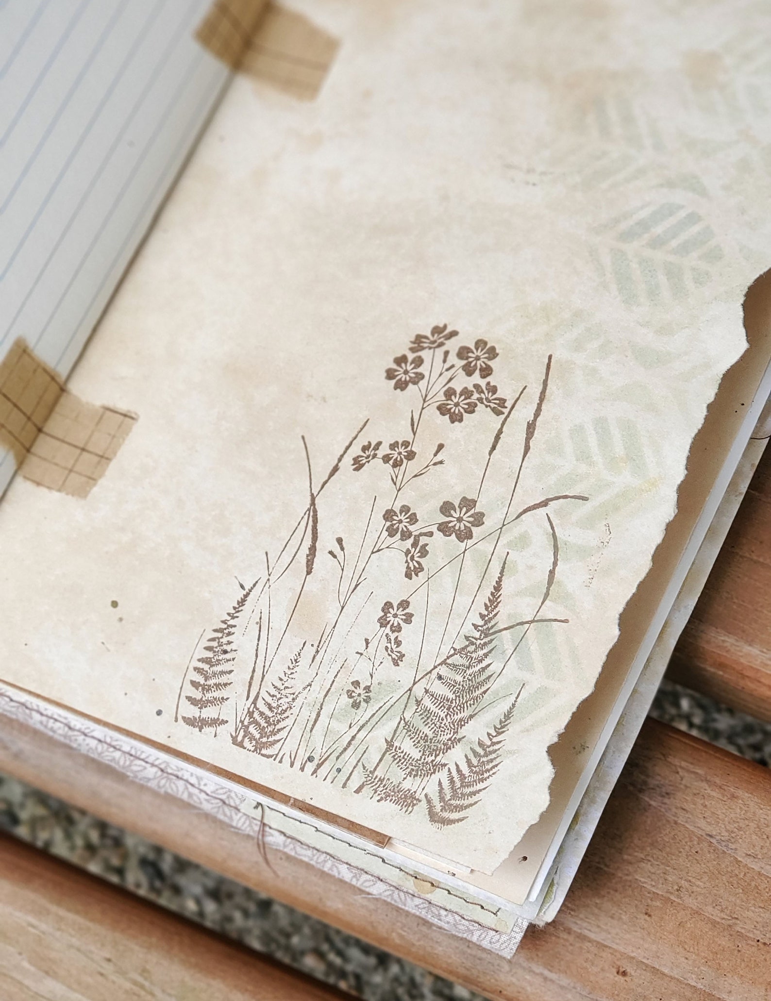 Botanical Themed Junk Journal Decoupaged Fabric Cover with Tea Etsy