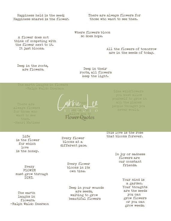 Journal And Junk Journal Flower Quotes Png Tear Apart Quotes Etsy